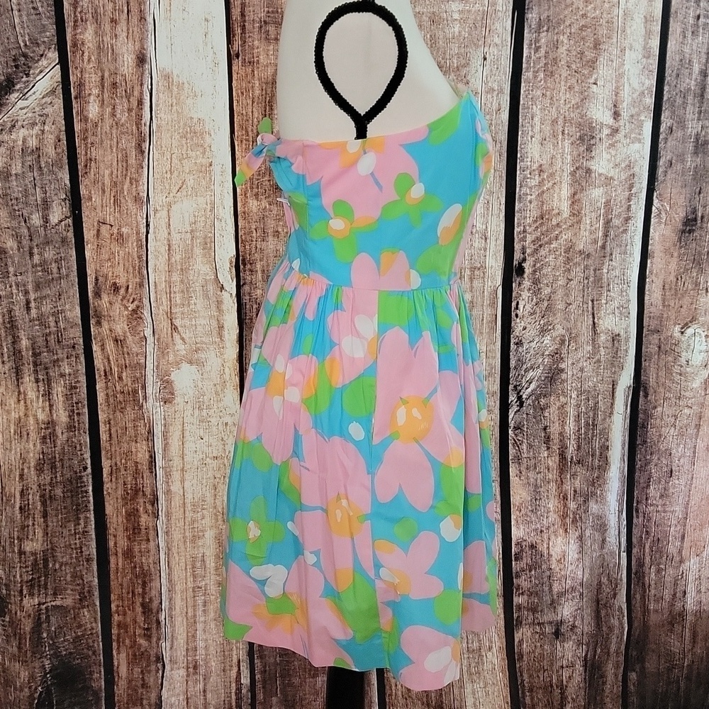 Lilly Pulitzer Size 6 Richelle Shorely Blue Mojo Strapless Tie Back Dress - Picture 5 of 10